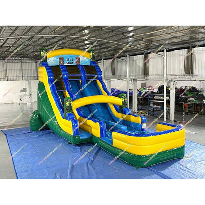 Huge Water Slide Inflatable Dual Lane Tiki Shot Inflatable Water Slides And Pools Indoor Playground Equipment For Sale