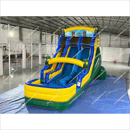 Huge Water Slide Inflatable Dual Lane Tiki Shot Inflatable Water Slides And Pools Indoor Playground Equipment For Sale