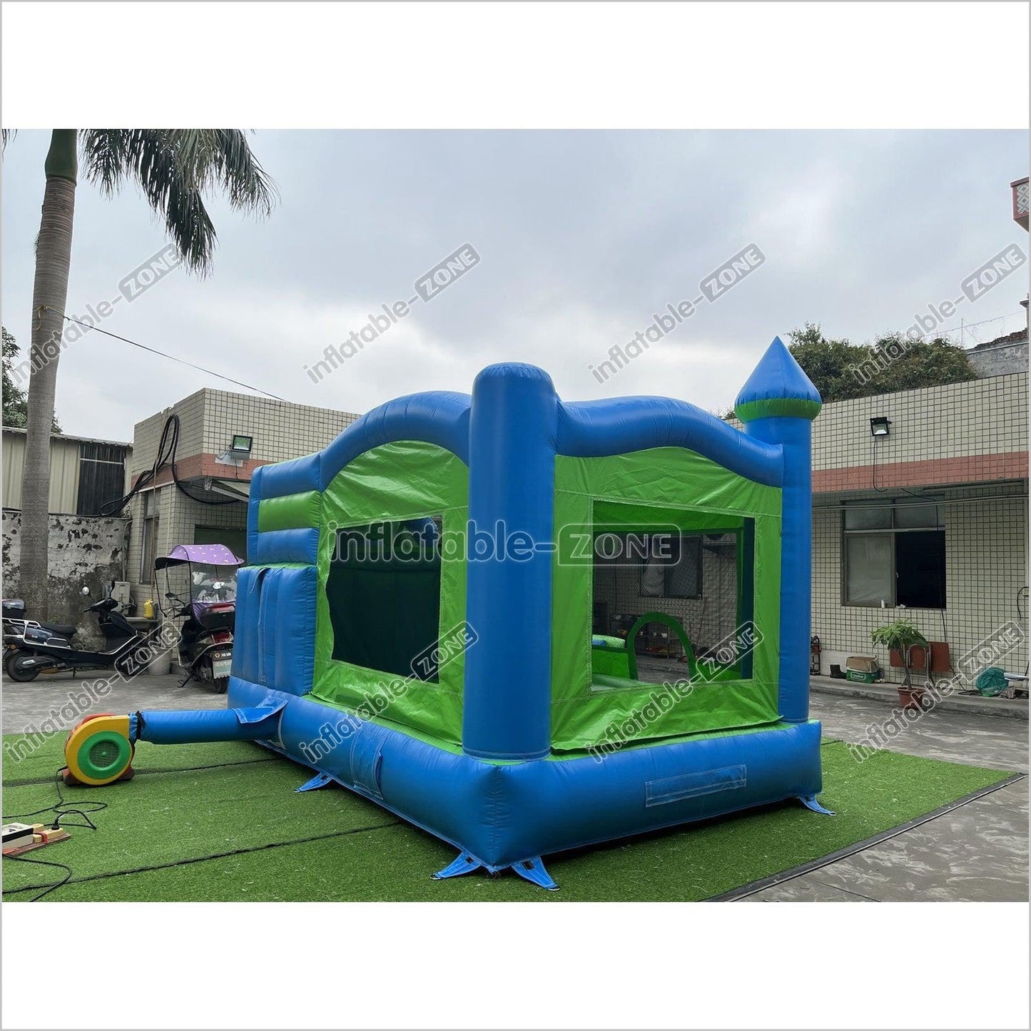 New Blue And Green Inflatable Jumping Castle, Bounce House Castle - Inflatable-Zone