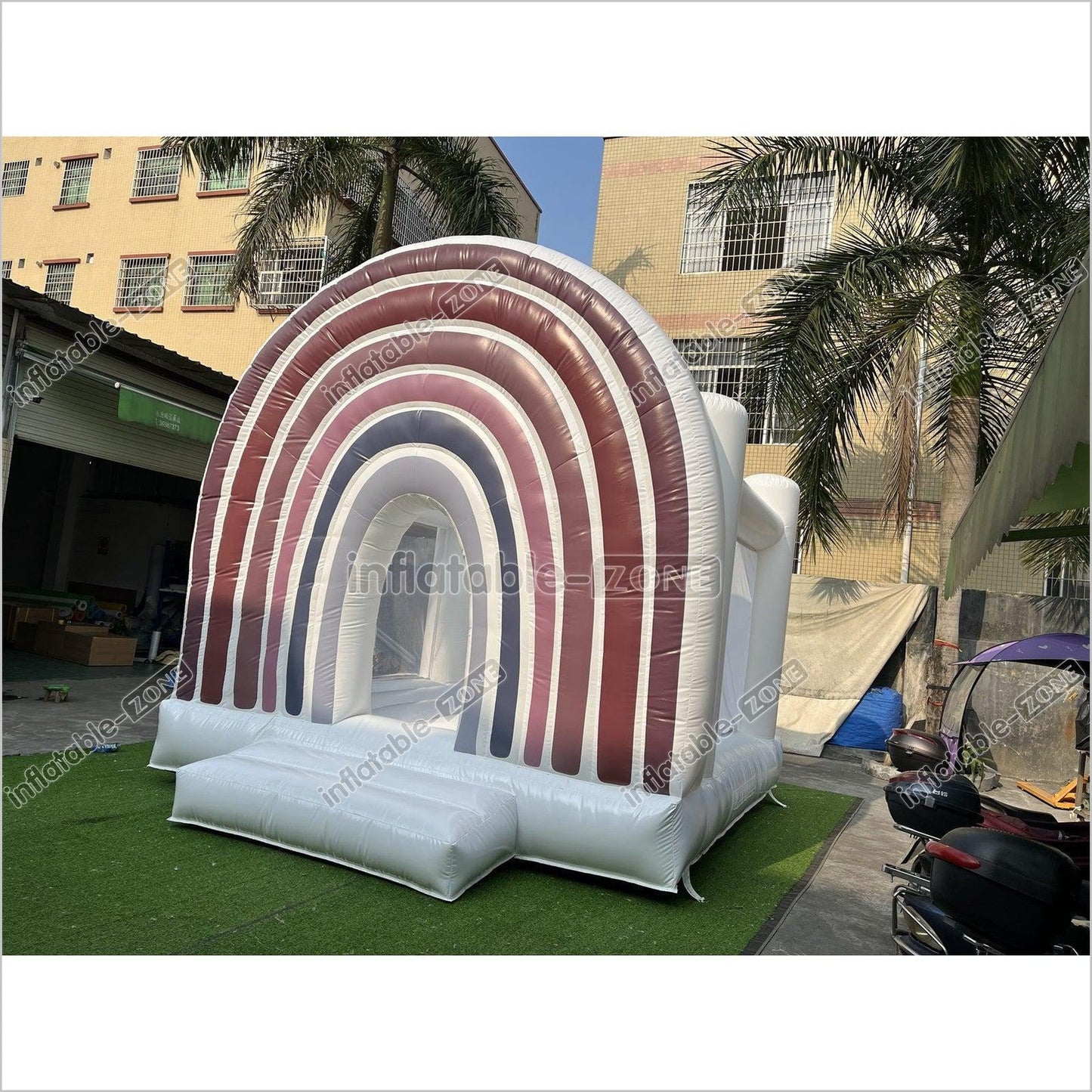 Romantic Rainbow Bridal White Wedding Jumping Castle White Bouncy House Outdoor Party - Inflatable-Zone