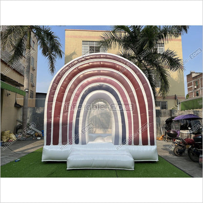 Romantic Rainbow Bridal White Wedding Jumping Castle White Bouncy House Outdoor Party - Inflatable-Zone