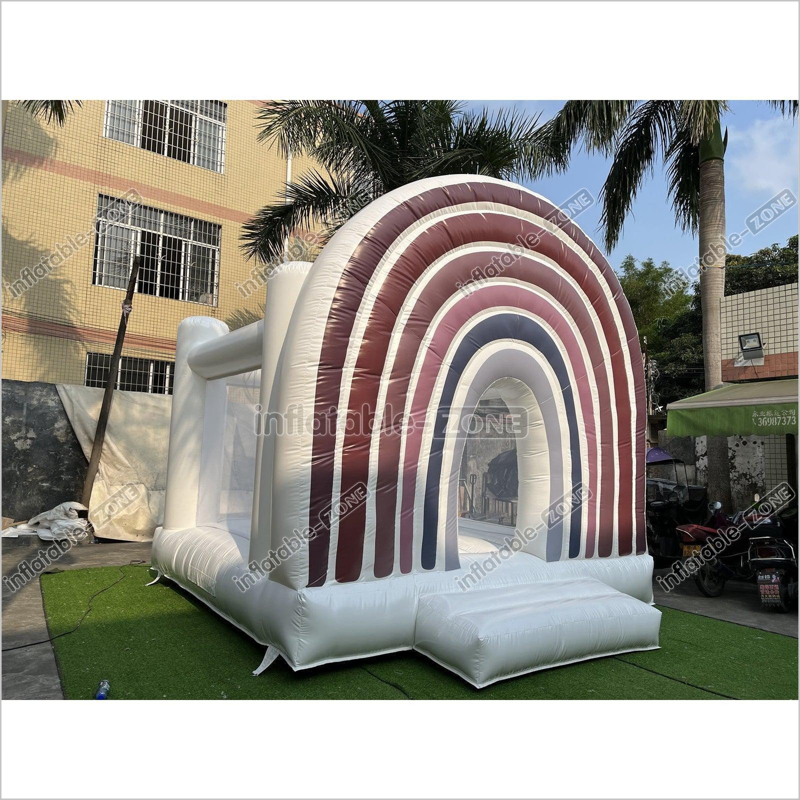 Romantic Rainbow Bridal White Wedding Jumping Castle White Bouncy House Outdoor Party - Inflatable-Zone