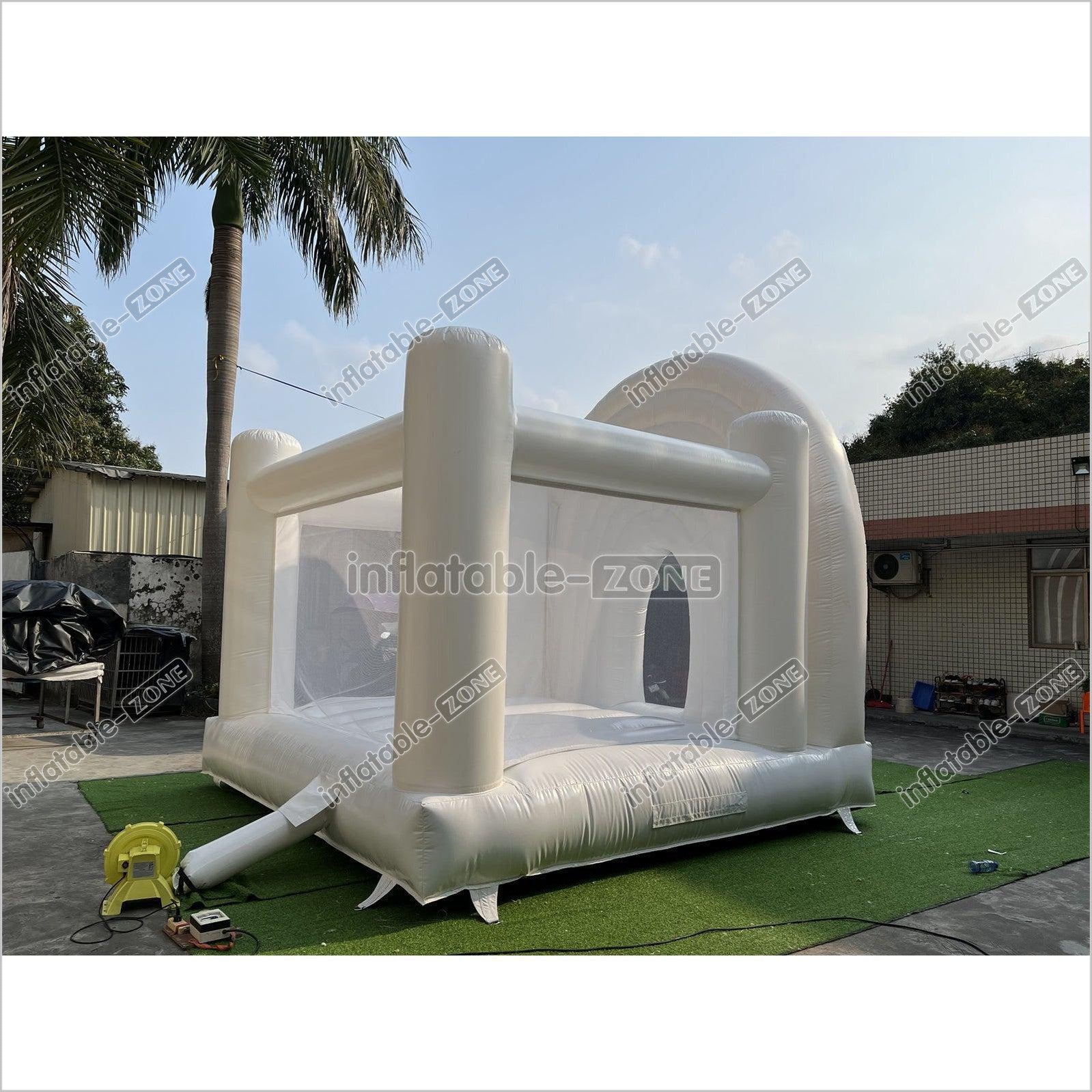 Romantic Rainbow Bridal White Wedding Jumping Castle White Bouncy House Outdoor Party - Inflatable-Zone