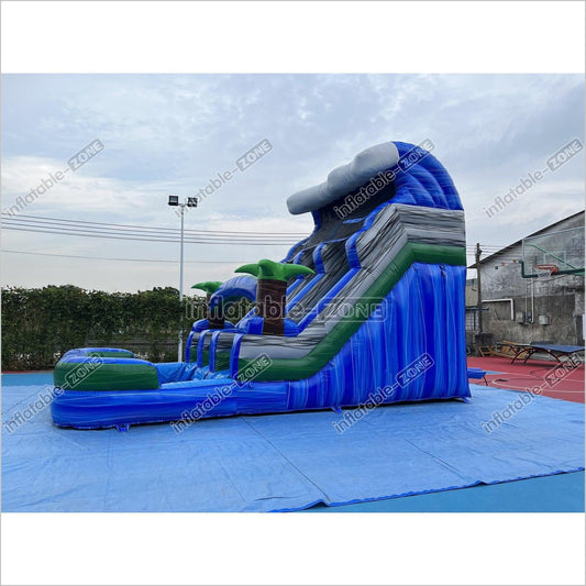 Inflatable Water Slide Sea Color Giant Blow Up Water Slide Beach Theme Jumping Slide - Inflatable-Zone