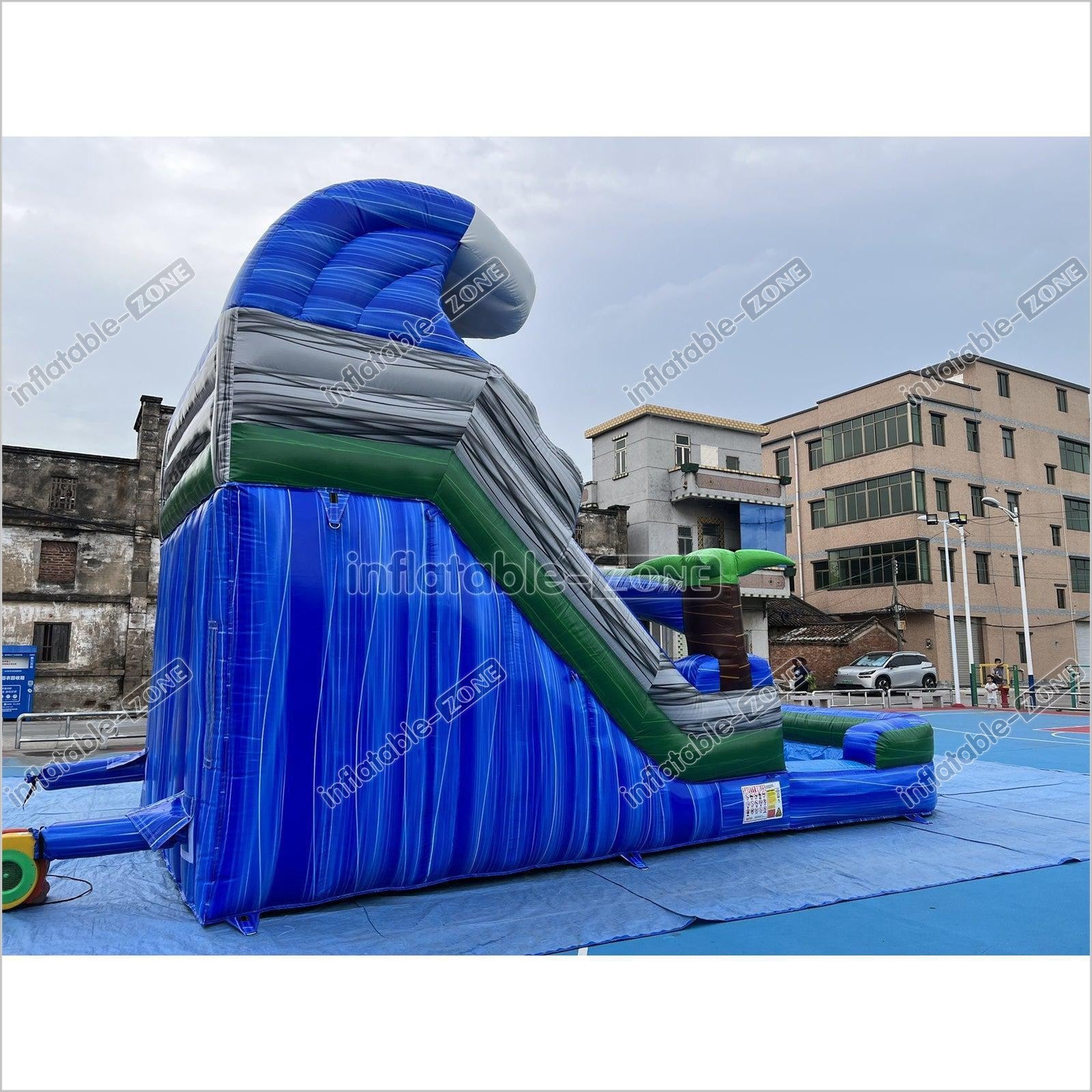 Inflatable Water Slide Sea Color Giant Blow Up Water Slide Beach Theme Jumping Slide - Inflatable-Zone