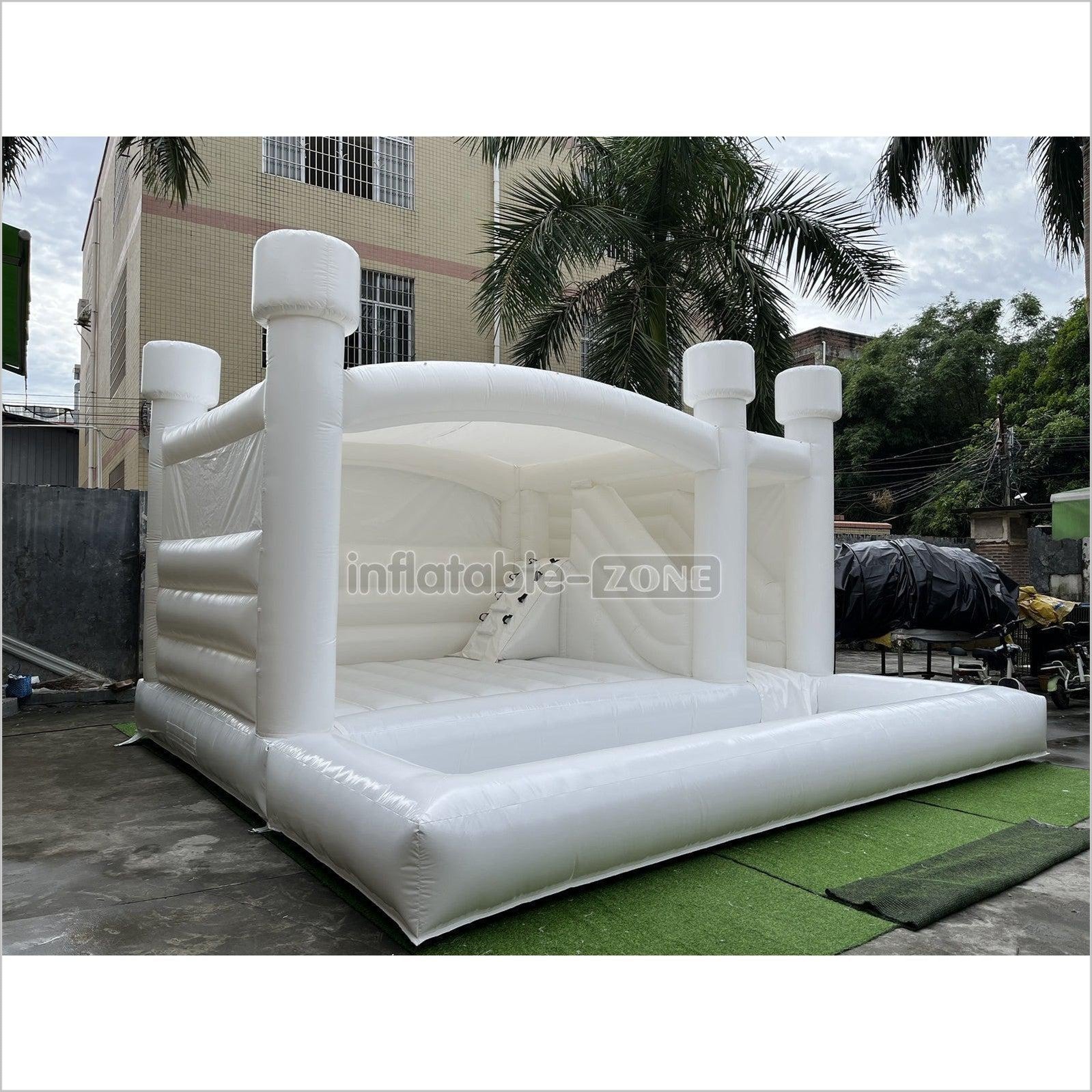 Inflatable White Bounce Castle With Slide Inflatable Water Balloon Pool Jumping House - Inflatable-Zone