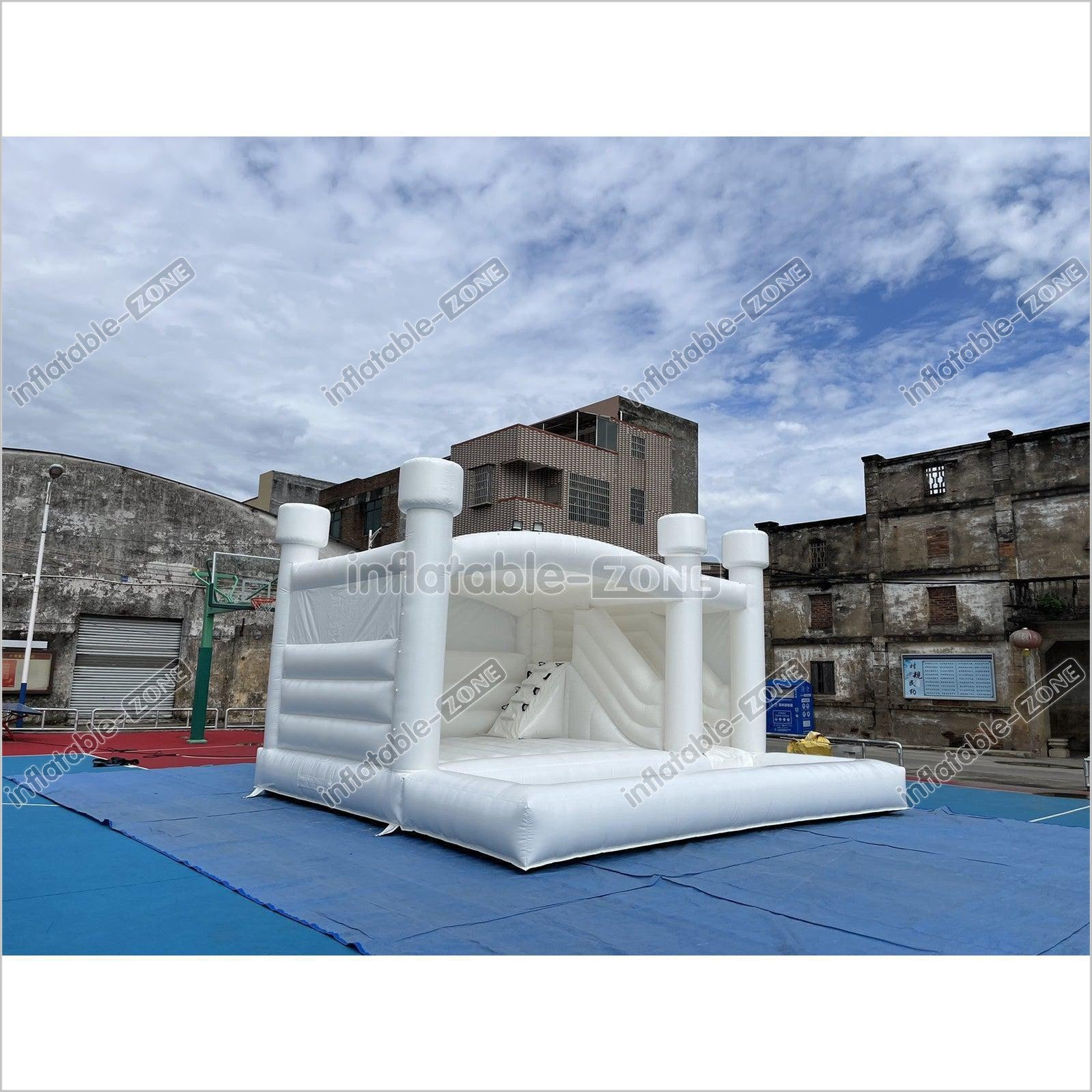 Inflatable White Bounce Castle With Slide Inflatable Water Balloon Pool Jumping House - Inflatable-Zone