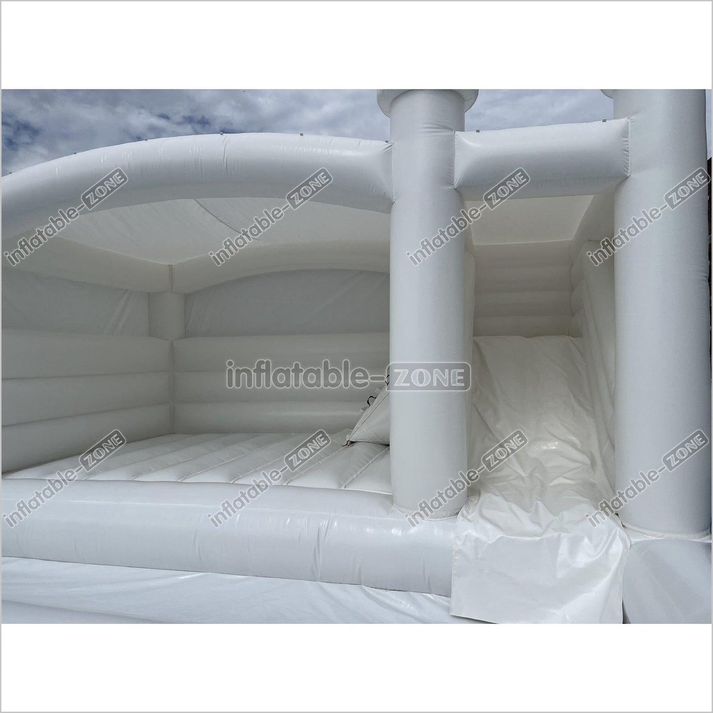 Inflatable White Bounce Castle With Slide Inflatable Water Balloon Pool Jumping House - Inflatable-Zone