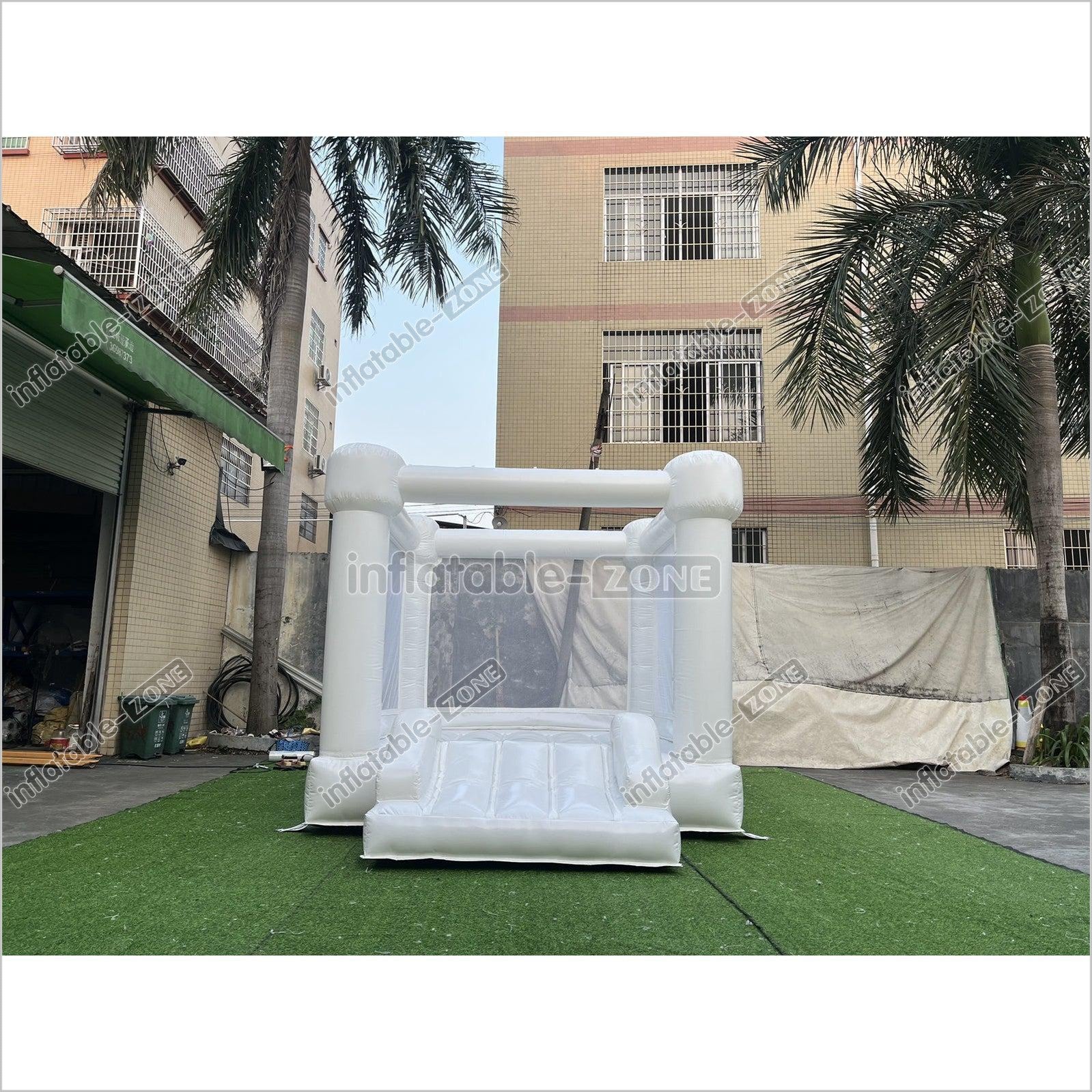 Inflatable Small White Bounce House With Slide for Party White Bouny Castle Slide - Inflatable-Zone