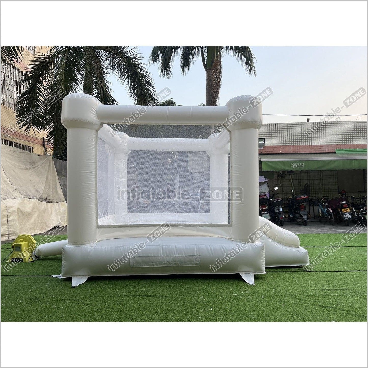Inflatable Small White Bounce House With Slide for Party White Bouny Castle Slide - Inflatable-Zone