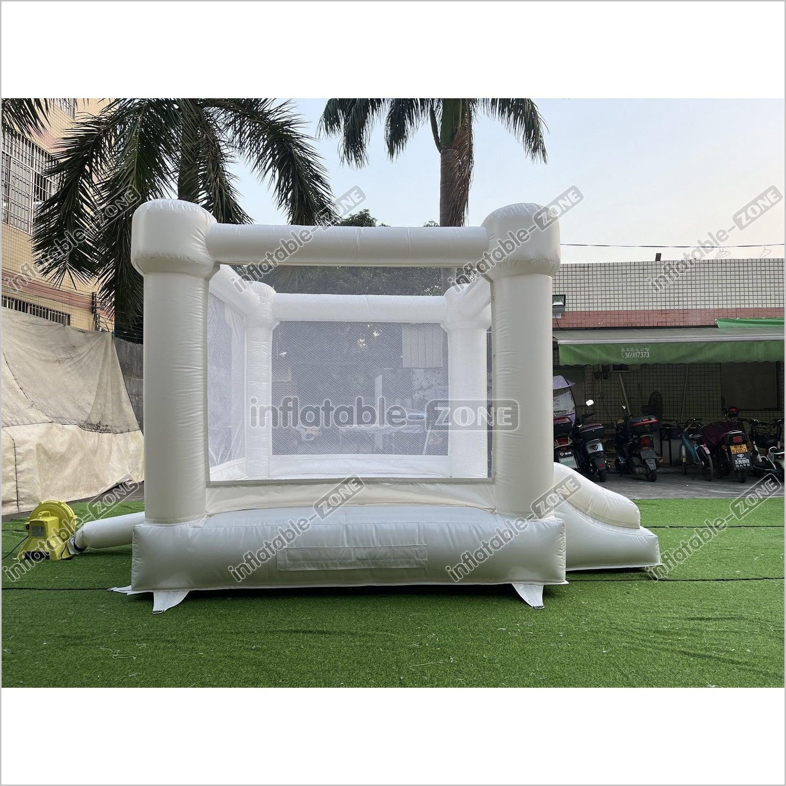 Inflatable Small White Bounce House With Slide for Party White Bouny Castle Slide - Inflatable-Zone