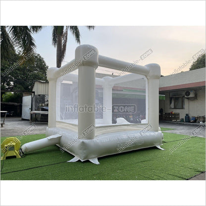 Inflatable Small White Bounce House With Slide for Party White Bouny Castle Slide - Inflatable-Zone