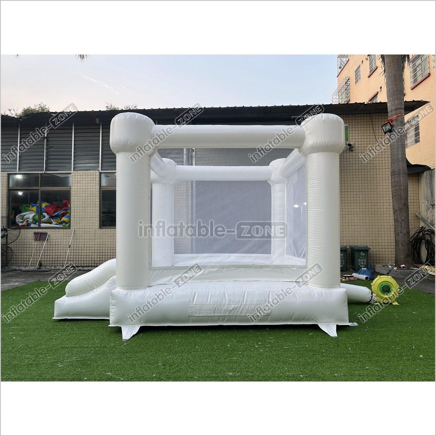Inflatable Small White Bounce House With Slide for Party White Bouny Castle Slide - Inflatable-Zone