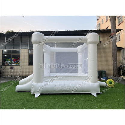 Inflatable Small White Bounce House With Slide for Party White Bouny Castle Slide - Inflatable-Zone