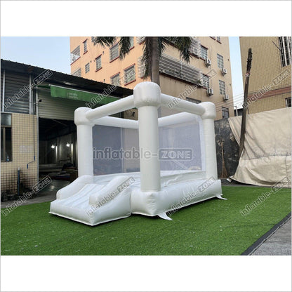 Inflatable Small White Bounce House With Slide for Party White Bouny Castle Slide - Inflatable-Zone