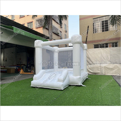Inflatable Small White Bounce House With Slide for Party White Bouny Castle Slide - Inflatable-Zone