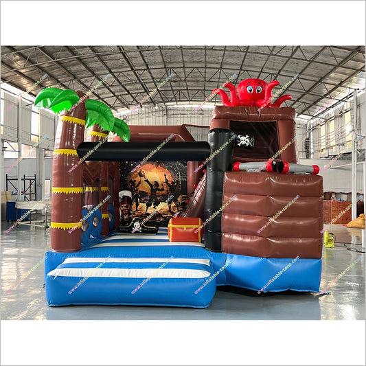 Indoor Inflatable Castle Party Pirate Bounce House Slide Inflatable Combo Jump N Slide Dry Bouncer