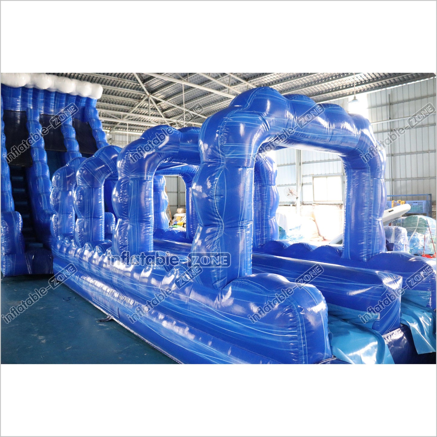 Giant Inflatable Blue Crush Water Slide Pool Commercial Climbing Bouncer Double Lane Slip And Slide - Inflatable-Zone