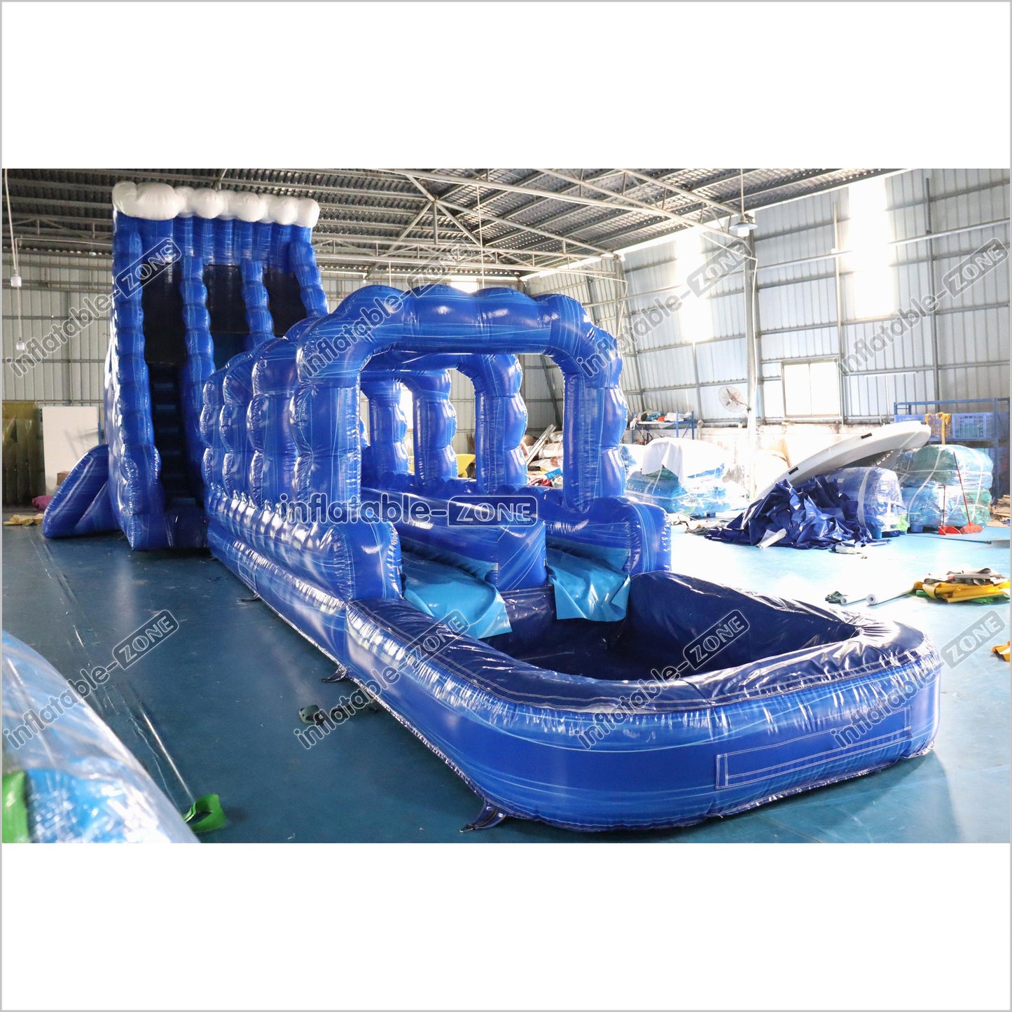 Giant Inflatable Blue Crush Water Slide Pool Commercial Climbing Bouncer Double Lane Slip And Slide - Inflatable-Zone