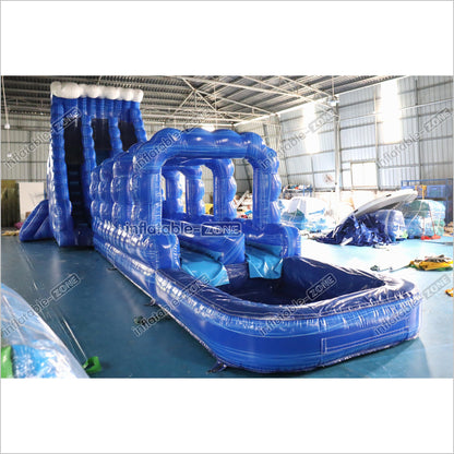 Giant Inflatable Blue Crush Water Slide Pool Commercial Climbing Bouncer Double Lane Slip And Slide - Inflatable-Zone