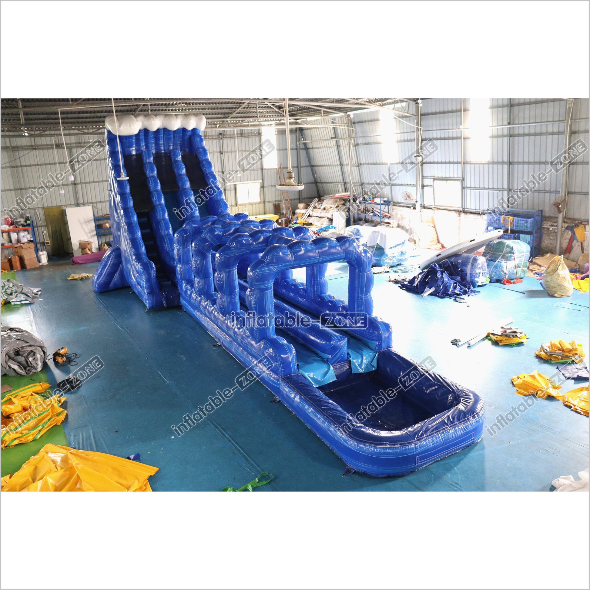 Giant Inflatable Blue Crush Water Slide Pool Commercial Climbing Bouncer Double Lane Slip And Slide - Inflatable-Zone