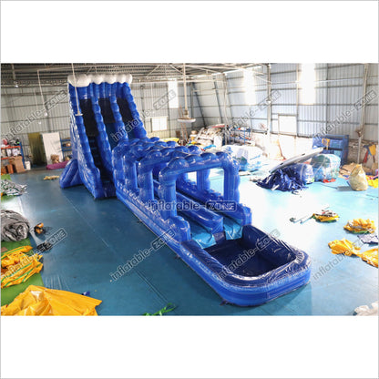Giant Inflatable Blue Crush Water Slide Pool Commercial Climbing Bouncer Double Lane Slip And Slide - Inflatable-Zone