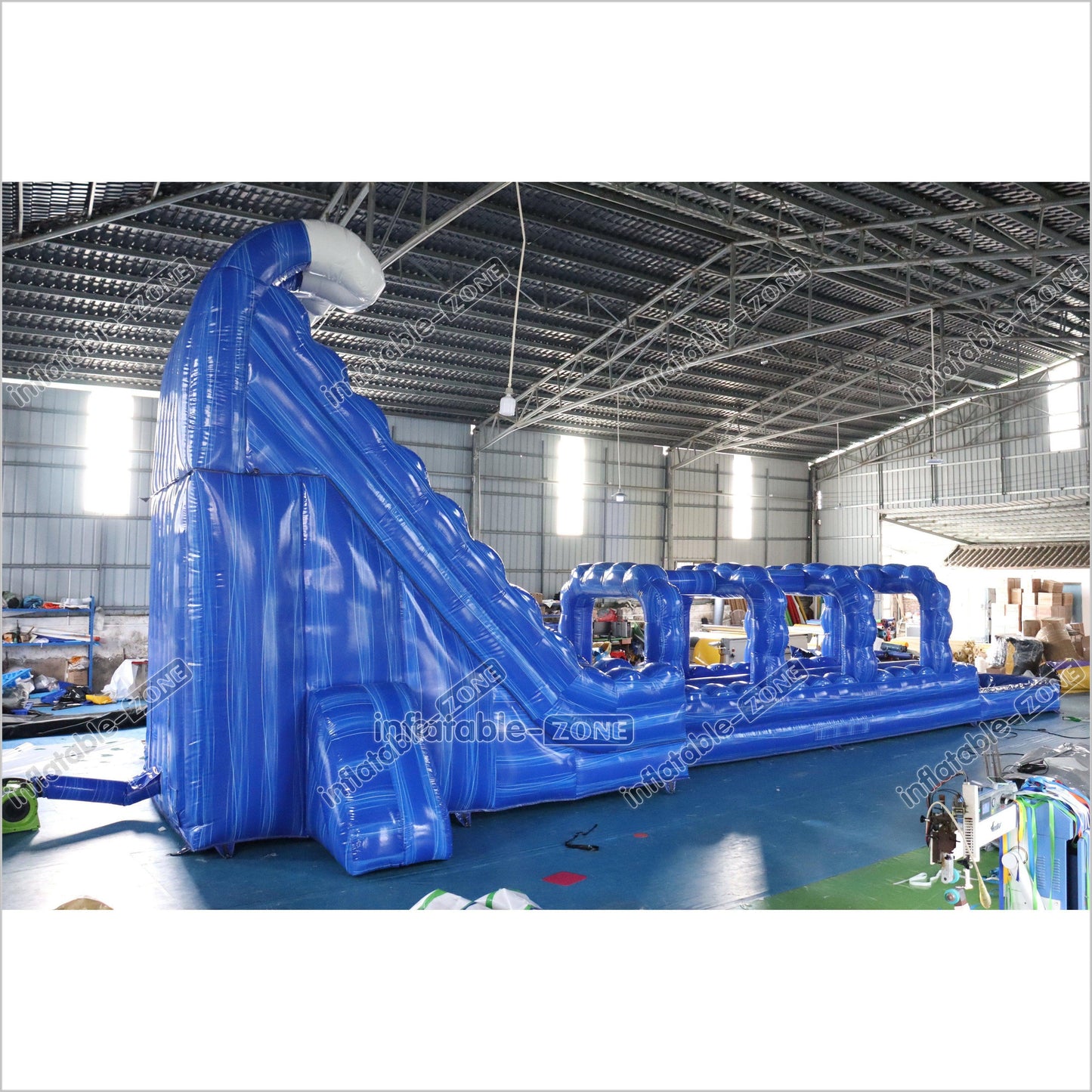 Giant Inflatable Blue Crush Water Slide Pool Commercial Climbing Bouncer Double Lane Slip And Slide - Inflatable-Zone
