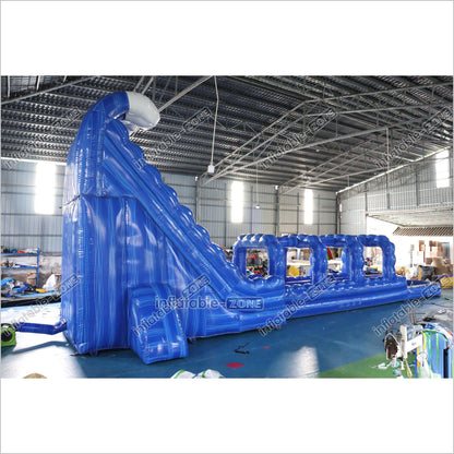 Giant Inflatable Blue Crush Water Slide Pool Commercial Climbing Bouncer Double Lane Slip And Slide - Inflatable-Zone
