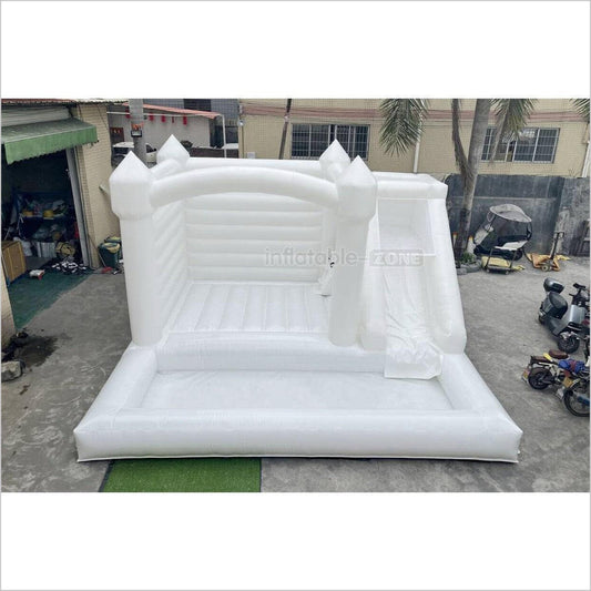 Outdoor Large White Inflatable Bouncer Jumping Slide Bouncy Castle With Ball Pit Combo Bounce House Party - Inflatable-Zone