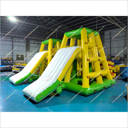 Aqua Park Game Inflatable Floating Water Slide Fun Fitness Equipment Climbing Tower With Slide - Inflatable-Zone