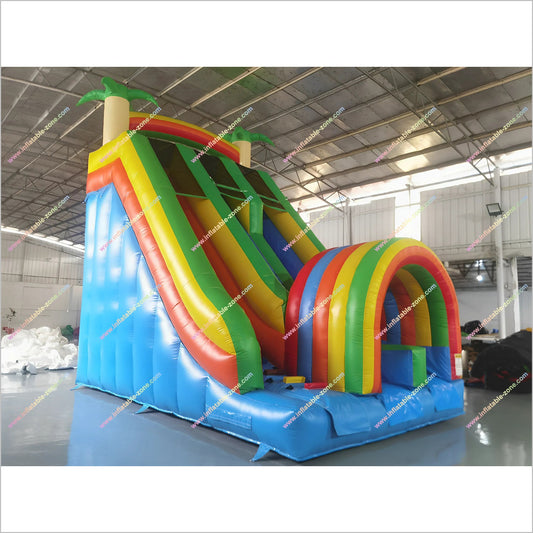 Inflatable Funny Rainbow Slide Inflatable Palm Tree Large Childrens Slide Indoor Playground Equipment For Home