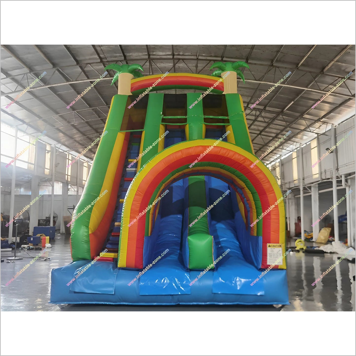 Inflatable Funny Rainbow Slide Inflatable Palm Tree Large Childrens Slide Indoor Playground Equipment For Home