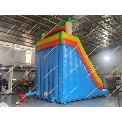 Inflatable Funny Rainbow Slide Inflatable Palm Tree Large Childrens Slide Indoor Playground Equipment For Home