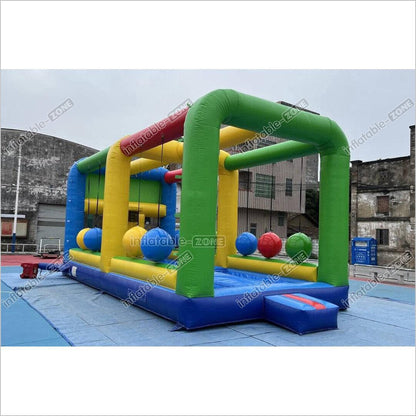 Inflatable Interactive Gauntlet Inflatable Game Cannonballs Boulder Dash Challenge Bouncy House - Inflatable-Zone