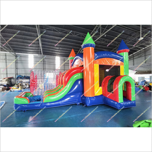Inflatable Jumping Castle Hire Water Slide With A Pool Rainbow Combo Water Slide Bounce House For Adults