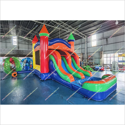 Inflatable Jumping Castle Hire Water Slide With A Pool Rainbow Combo Water Slide Bounce House For Adults