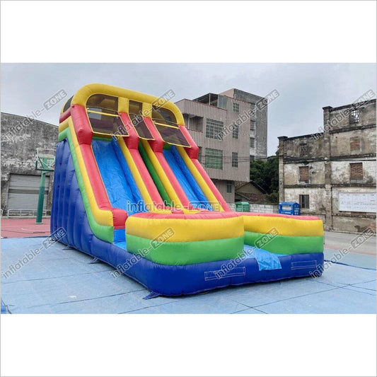 Colorful Giant Inflatable Slide Double Lanes Inflatable Kids Slides Bouncy And Fun Party For Playground - Inflatable-Zone