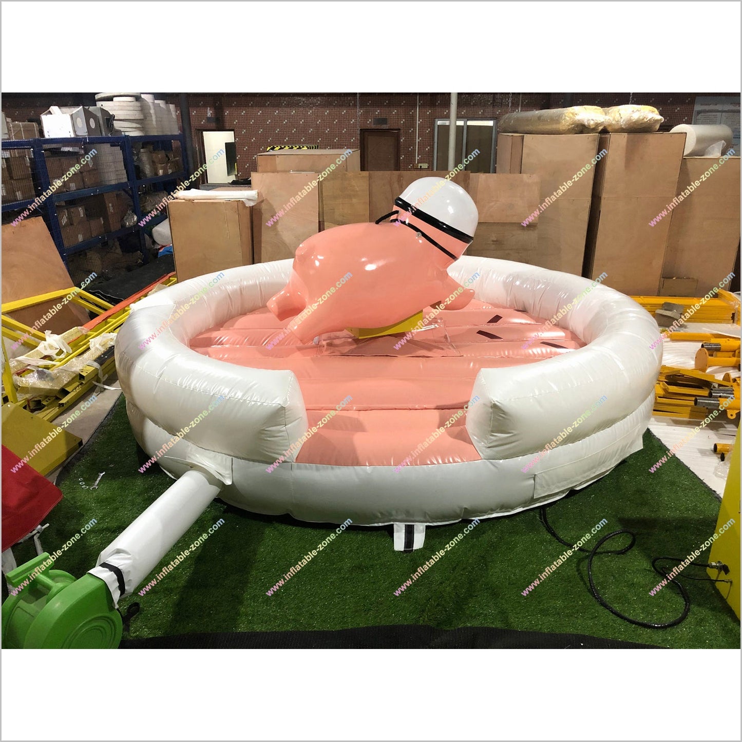 Inflatable Mechanical Pig Big Amusement Park Pink Mechanical Pig Riding Inflatable Games For Adults