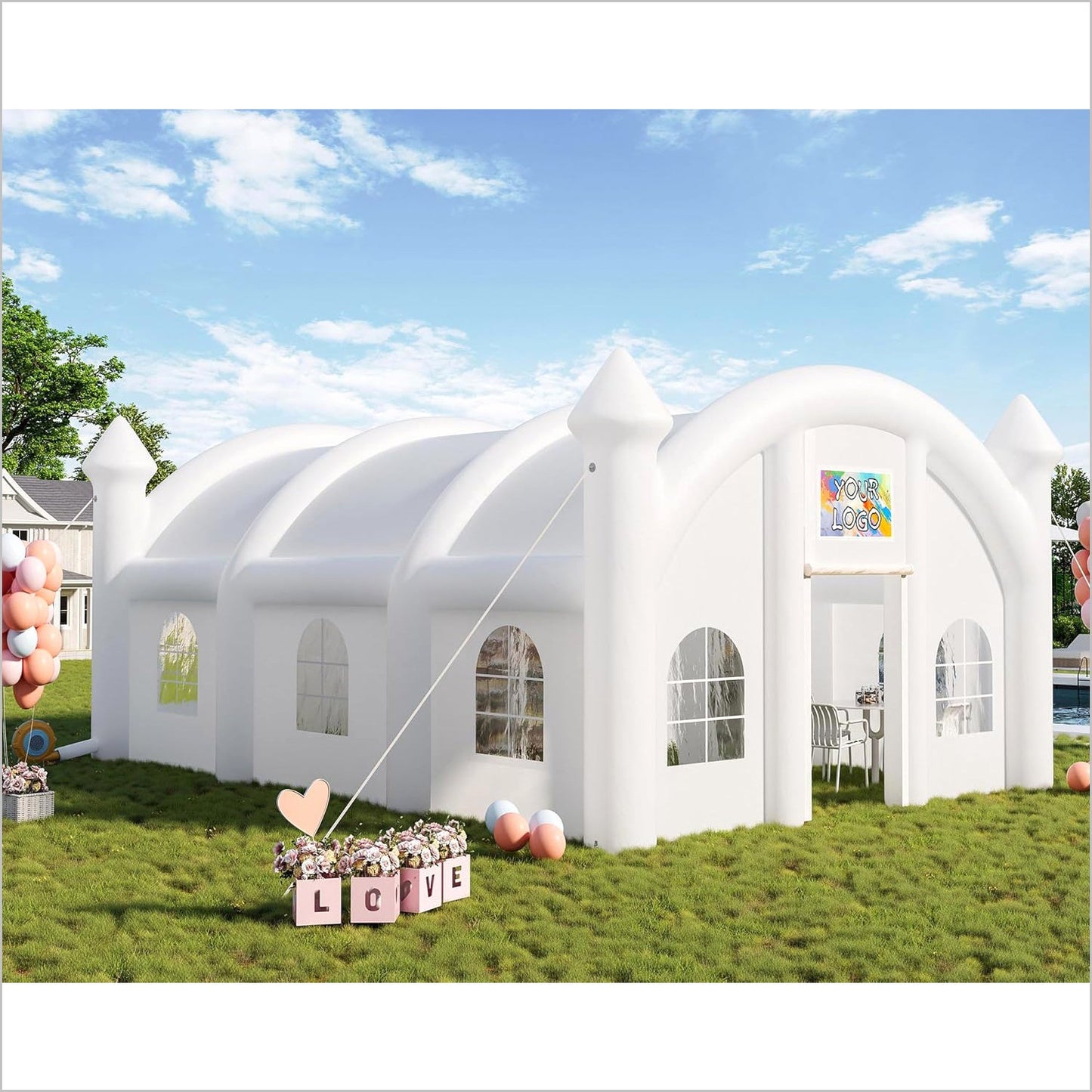 White Wedding Tent Inflatable Night Club Rental Backyard Party Theme Best Night Club Square House