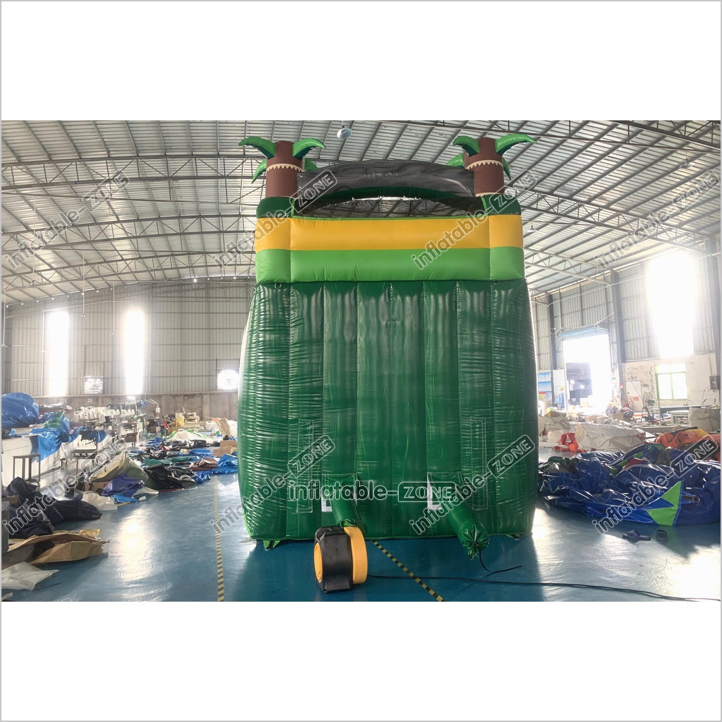 Green Inflatable Palm Tree Water Slide Tropical Rush Waterslide Pool Jump Castle Bouncy Inflatable - Inflatable-Zone