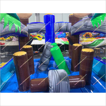 Tropical Wet And Dry Inflatable Pool Obstacle Course Large Soft Play Equipment Water Slide Obstacle Course For Rent - Inflatable-Zone