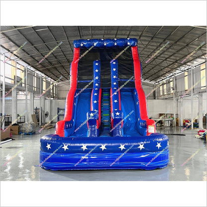 Stars And Stripes American Flag Inflatable Pool Waterslides Indoor Party Playground Inflatable Water Slides For Adults Rental