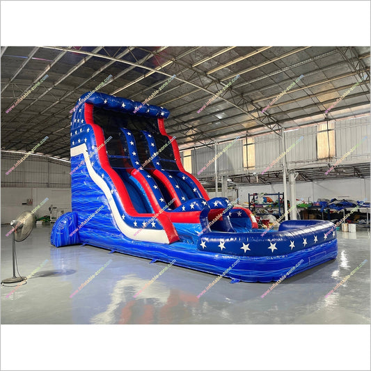Stars And Stripes American Flag Inflatable Pool Waterslides Indoor Party Playground Inflatable Water Slides For Adults Rental
