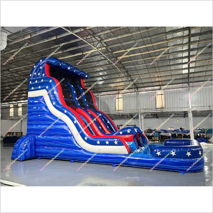 Stars And Stripes American Flag Inflatable Pool Waterslides Indoor Party Playground Inflatable Water Slides For Adults Rental