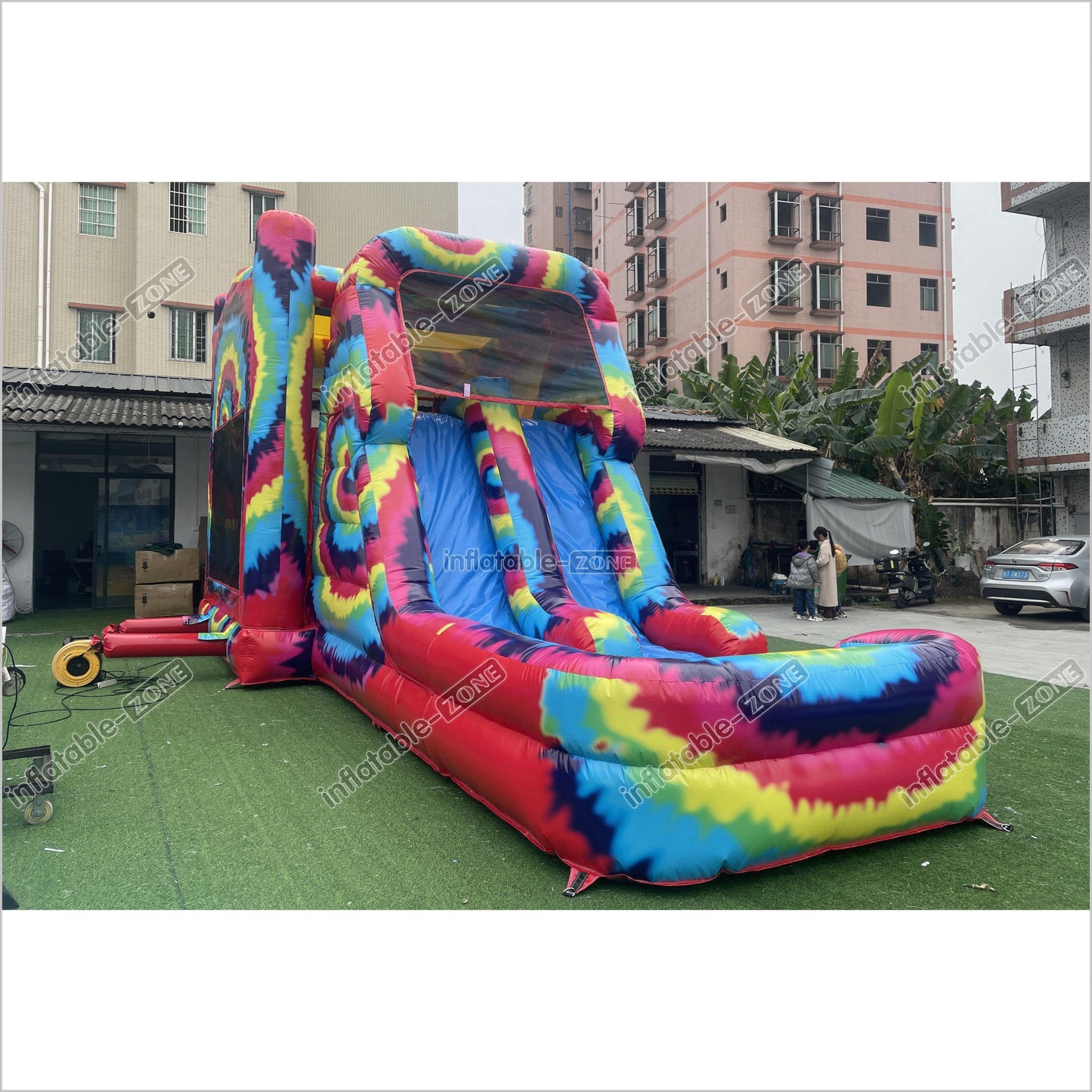Inflatable Tie Dye Bounce House Slide Combo Jumping Castle For Kids Adults Outdoor Fun - Inflatable-Zone
