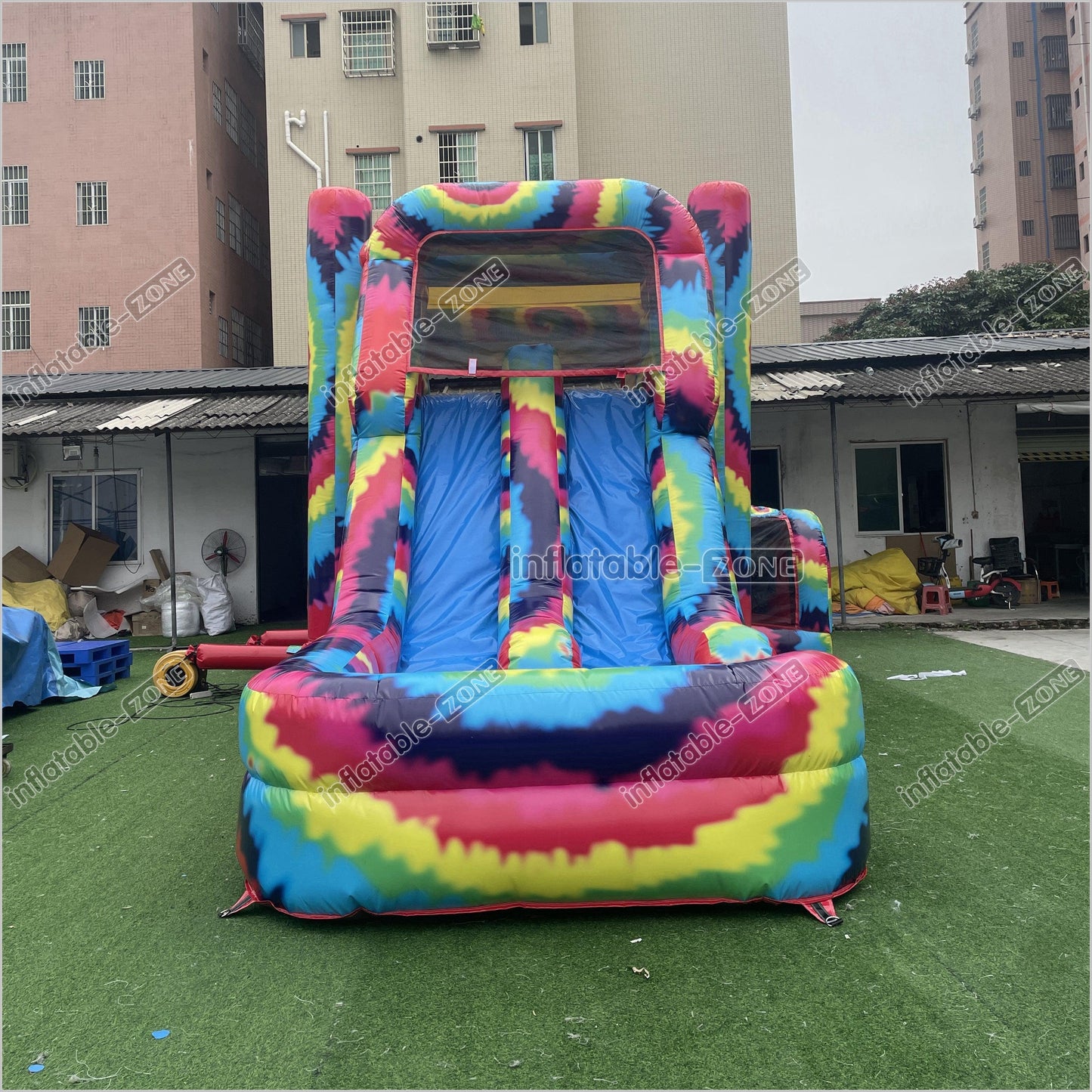 Inflatable Tie Dye Bounce House Slide Combo Jumping Castle For Kids Adults Outdoor Fun - Inflatable-Zone