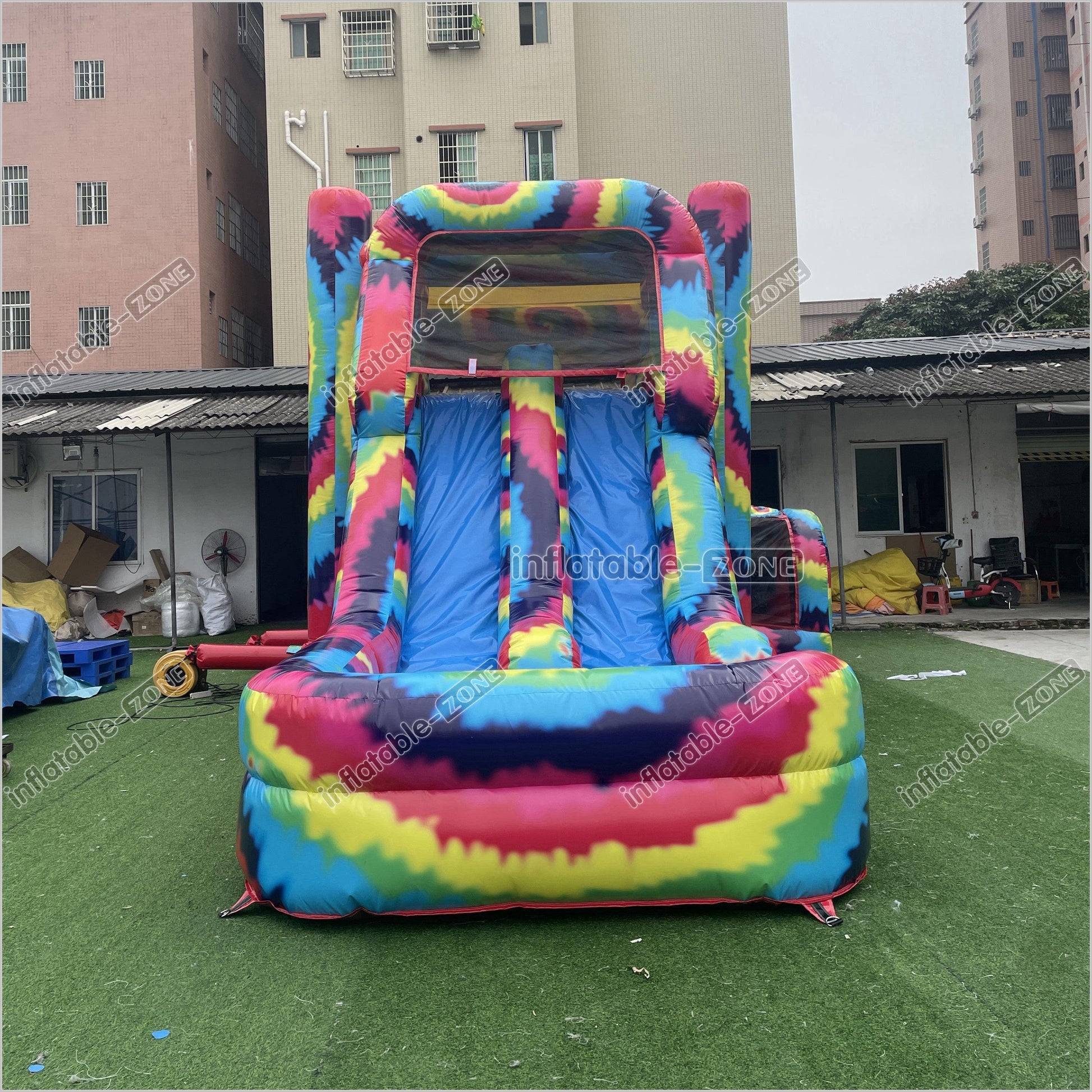 Inflatable Tie Dye Bounce House Slide Combo Jumping Castle For Kids Adults Outdoor Fun - Inflatable-Zone