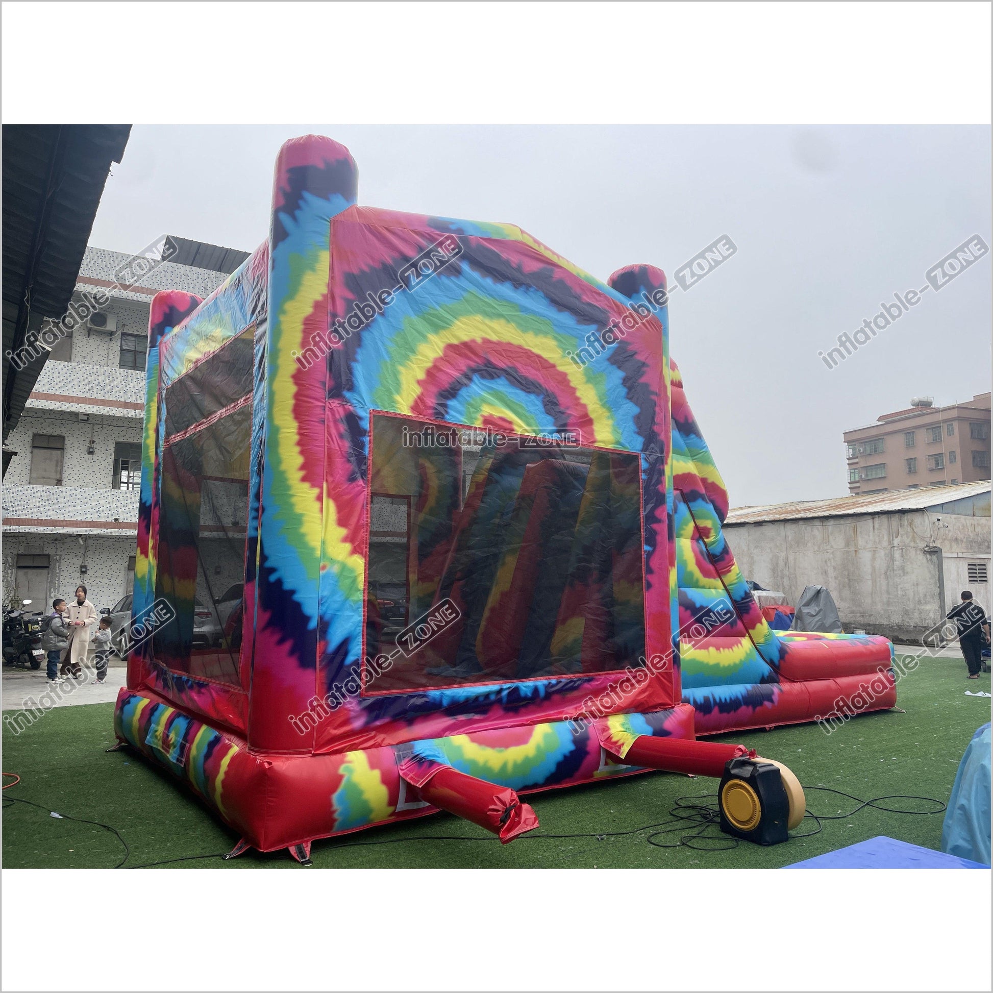 Inflatable Tie Dye Bounce House Slide Combo Jumping Castle For Kids Adults Outdoor Fun - Inflatable-Zone