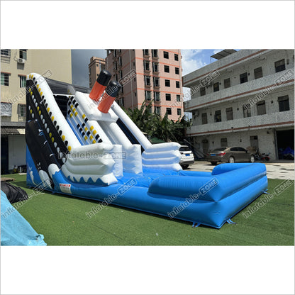 Inflatable Titanic Waterslide Splash Dual Lane Center Climb Best Backyard Water Slide Inflatable Bounce Pool - Inflatable-Zone