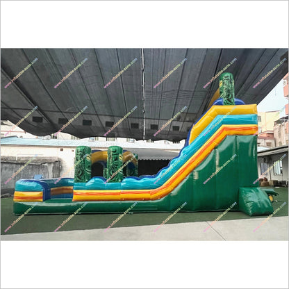 Inflatable Water Pool Slide Tiki Shot Hybrid 2-Piece Triple Lane Big Blow Up Water Slide Playground Equipment For The Home